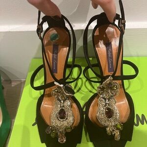 Ralph Lauren Collection jeweled suede heels 39
